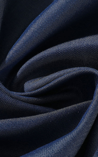 Wrinkle-Free Fabric Detail - Dark Blue Custom Shirt