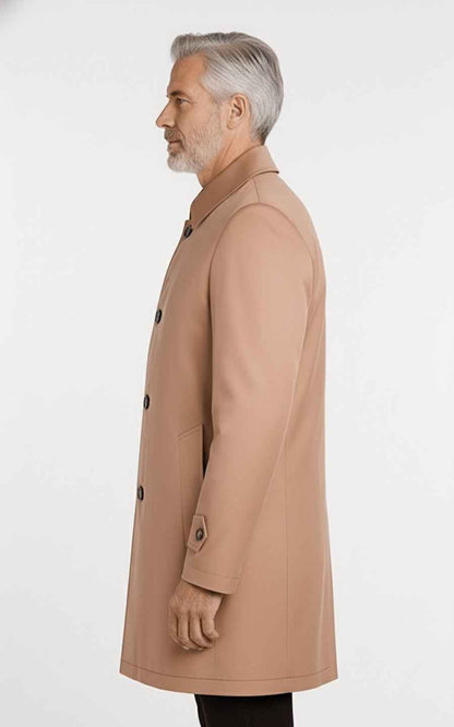 Men's Trench Coat Premium Khaki Tailored Business Outerwear