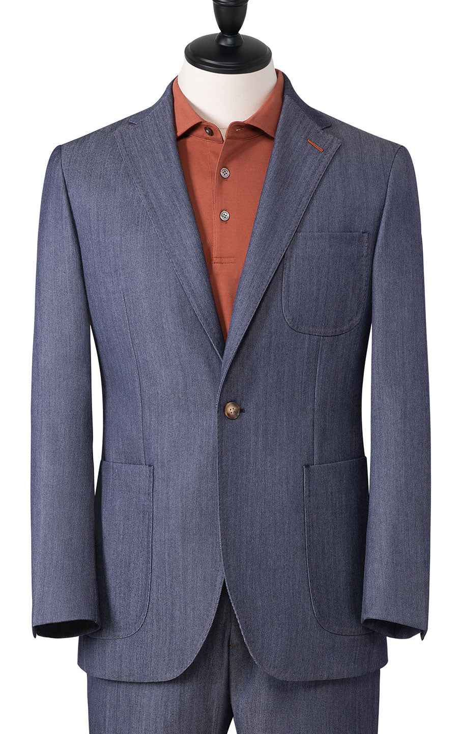 Men's Online Suit custom Gray-Blue Wool Business Suit Set