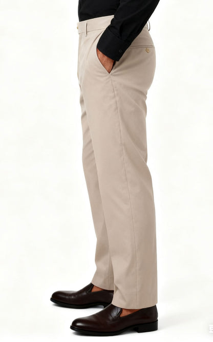 Custom Pants Beige High Elastic Suit Pants - Tailored Fit