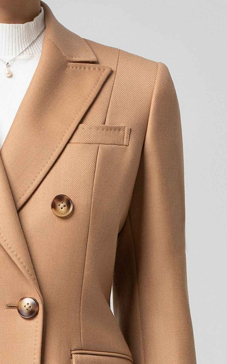 Women's Double-Breasted Camel Blazer - Professional Style