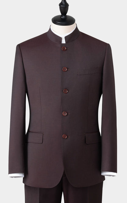 Wine red Chinese formal dress front view custom tailored