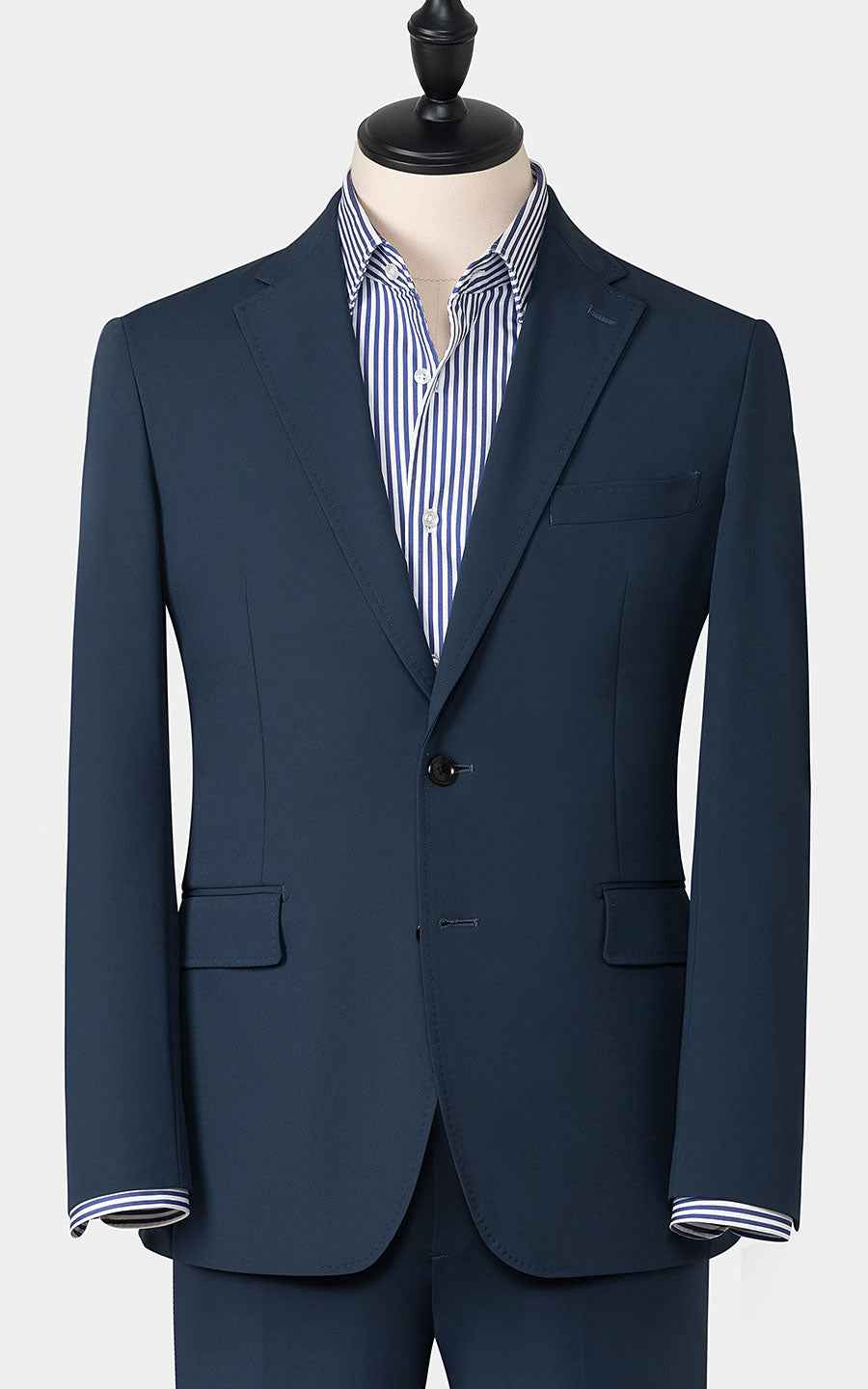 Men's Navy Wool Custom Suits - Tailored Business Formal