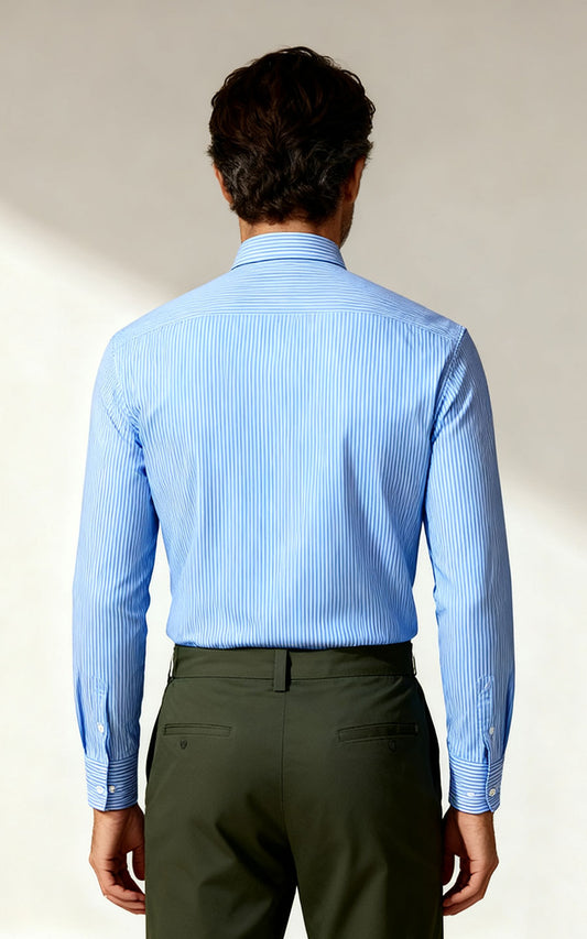 Men's Sky Blue Cotton Casual Shirt - Custom Fit
