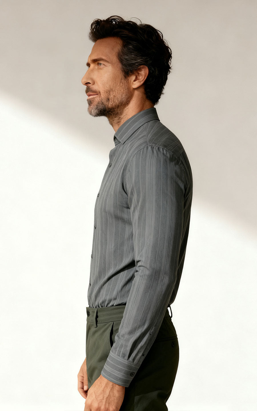 Custom Anti-Wrinkle Dark Gray Dress Shirt Tailored Fit