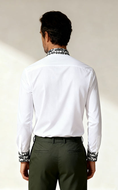 Custom White Shirt with Black Stripes - Tailored Fit