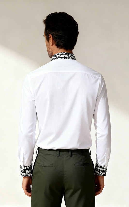 Custom White Shirt with Black Stripes - Tailored Fit