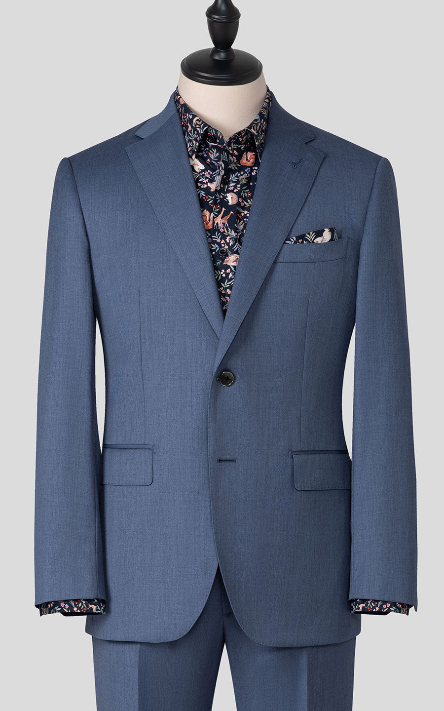 Man wearing light blue custom tailored made to measure suit