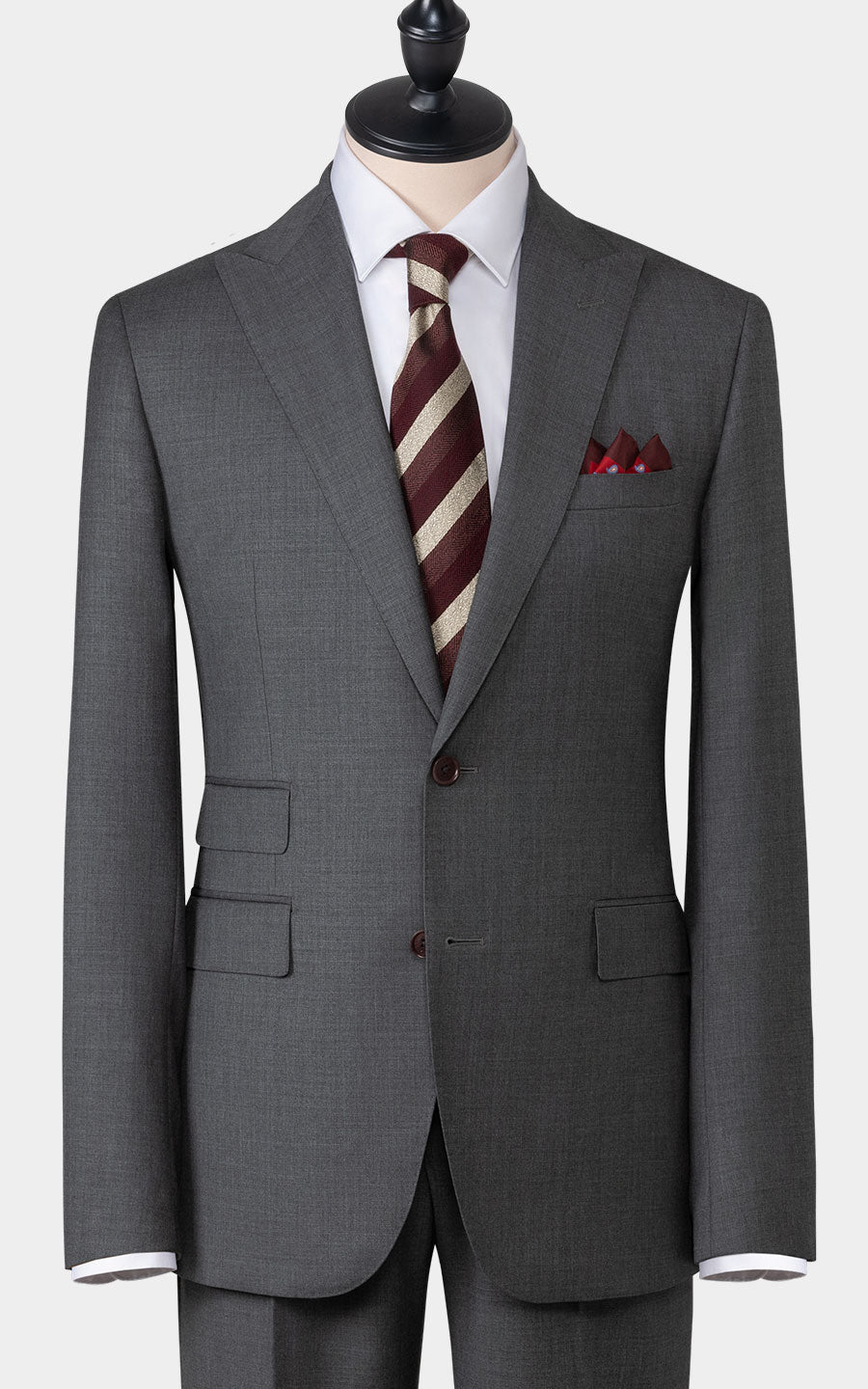 Medium grey twill suit front view custom business formal
