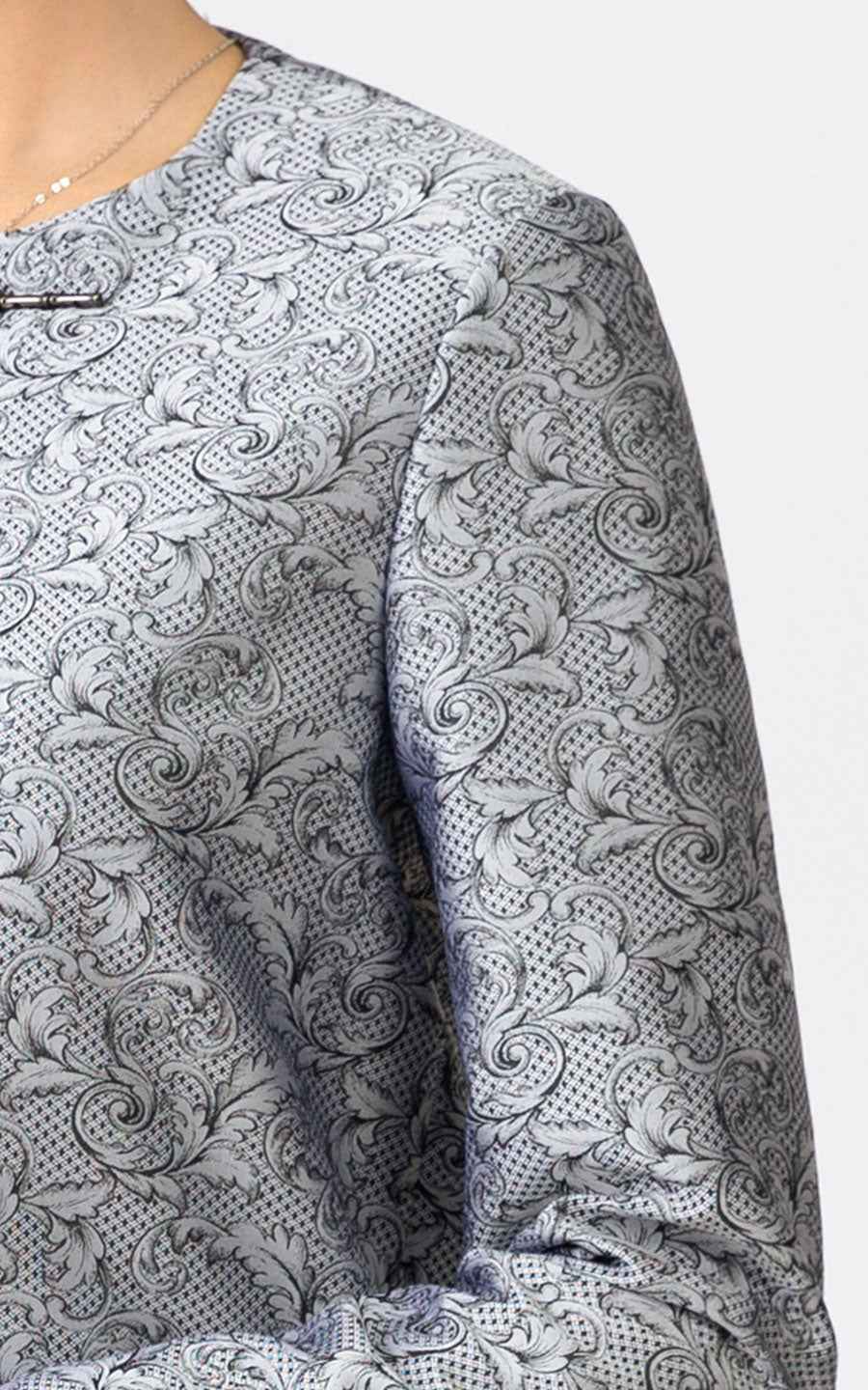 Elegant Chinese Traditional Jacket - Gray Paisley Pattern