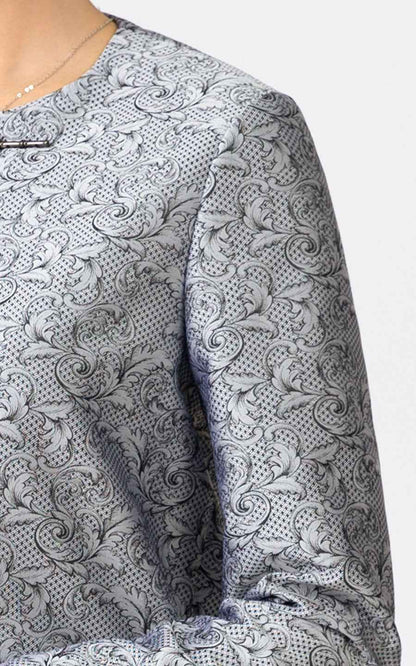 Elegant Chinese Traditional Jacket - Gray Paisley Pattern