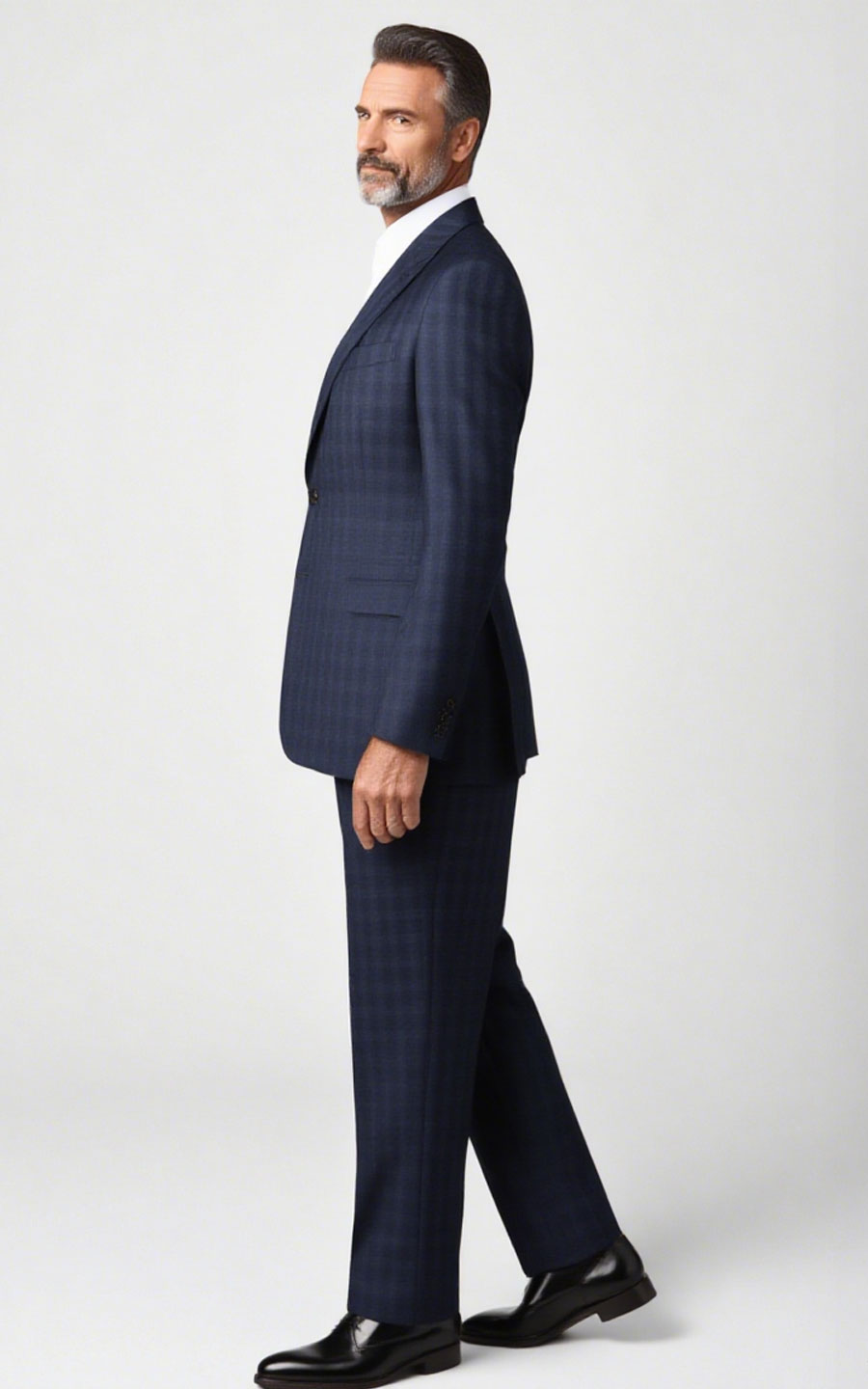 Dark Blue Plaid Custom Tailored Suit Set - Premium Fit