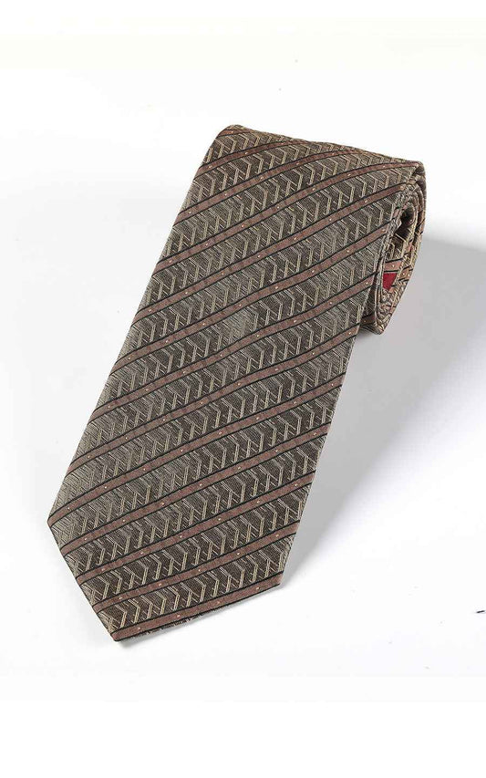 Brown herringbone silk necktie - premium business formal