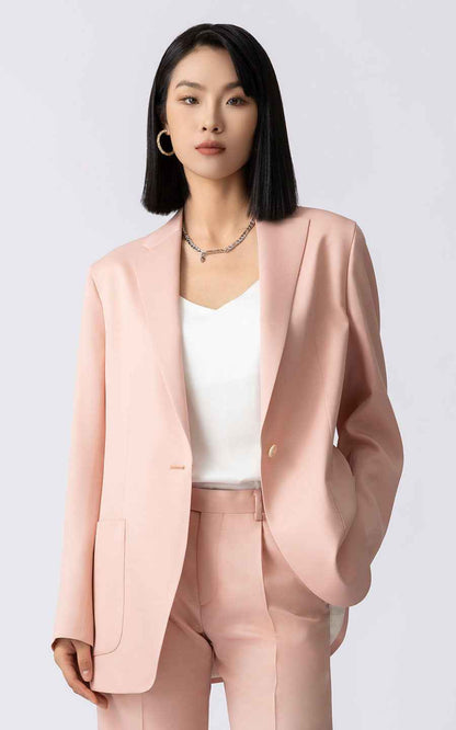 Pink Blazer Shorts Set - Women's Two Piece Suit