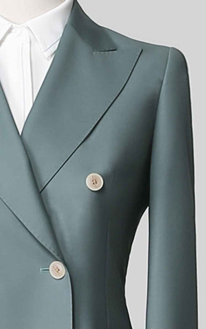 Sage Green Double-Breasted Blazer - Professional Style
