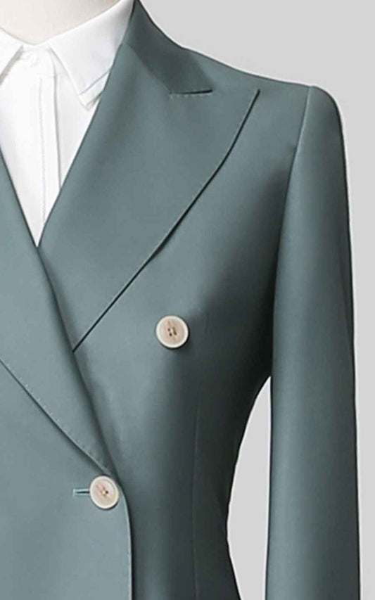 Sage Green Double-Breasted Blazer - Professional Style