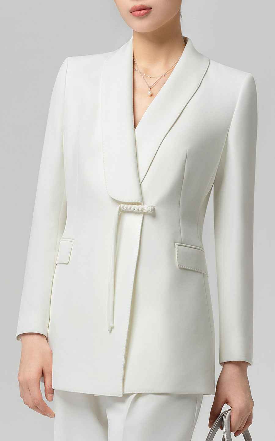 Elegant White Blazer Suit Set - Professional Business Attire