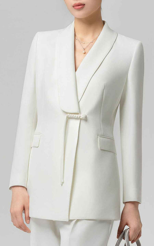 Elegant White Blazer Suit Set - Professional Business Attire