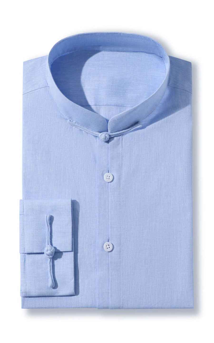 Light Blue Chinese Style Tailored Dress Shirt