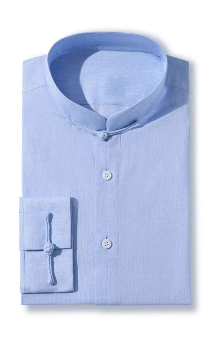 Light Blue Chinese Style Tailored Dress Shirt