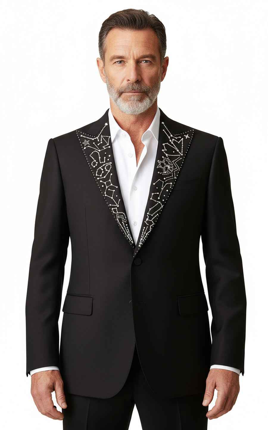 Black Crystal Lapel Blazer Men Formal Evening Wear