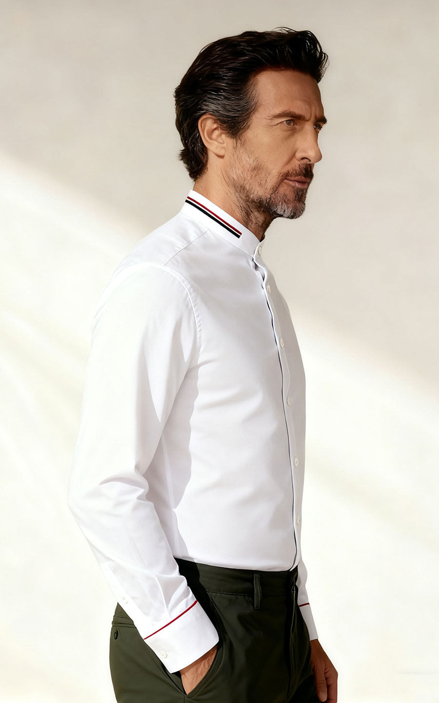 WIAI Men's Custom Embroidered White Dress Shirt