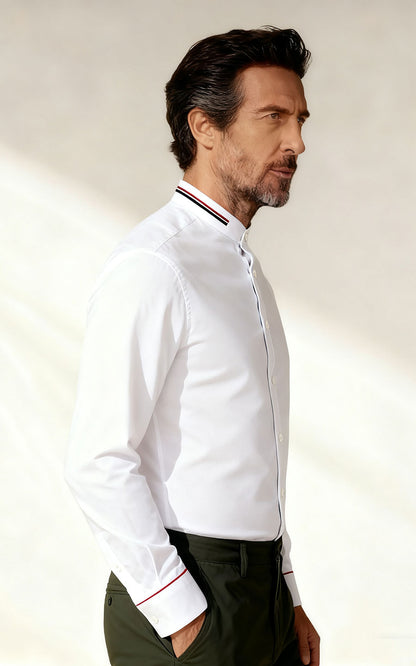WIAI Men's Custom Embroidered White Dress Shirt