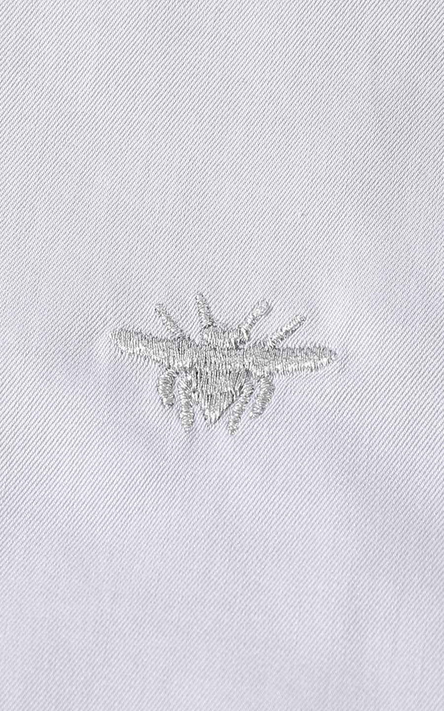 Men's Light Grey Twill Cotton Tailored Shirt - Long Sleeve