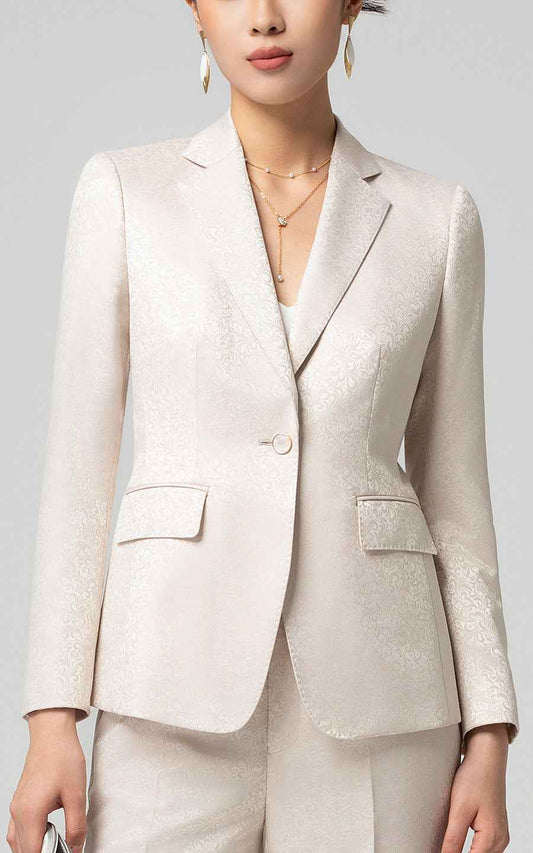 Chic Beige Blazer Suit Set - Modern Professional