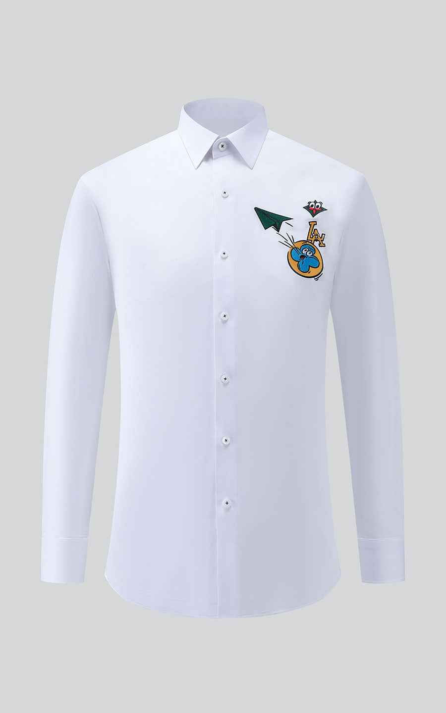 Men's Custom Tailored Shirts - Embroidered White Fabric