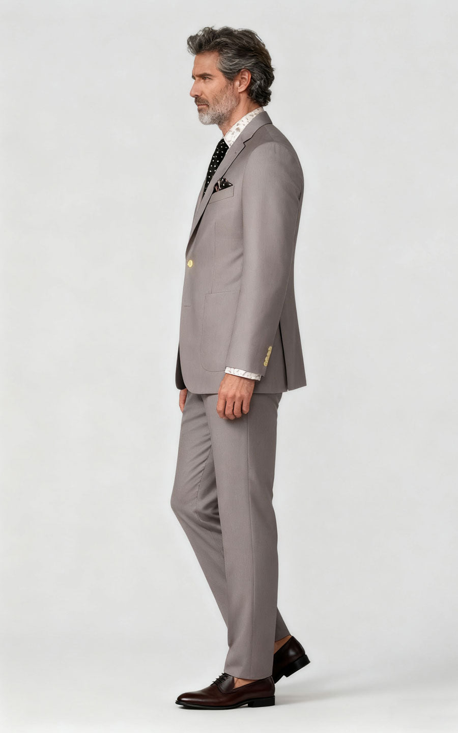 Men's Gray Striped Business Suit - Tailored Professional Custom