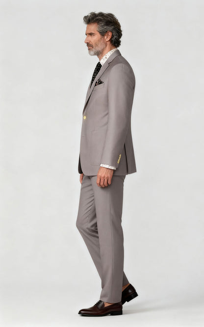 Men's Gray Striped Business Suit - Tailored Professional Custom
