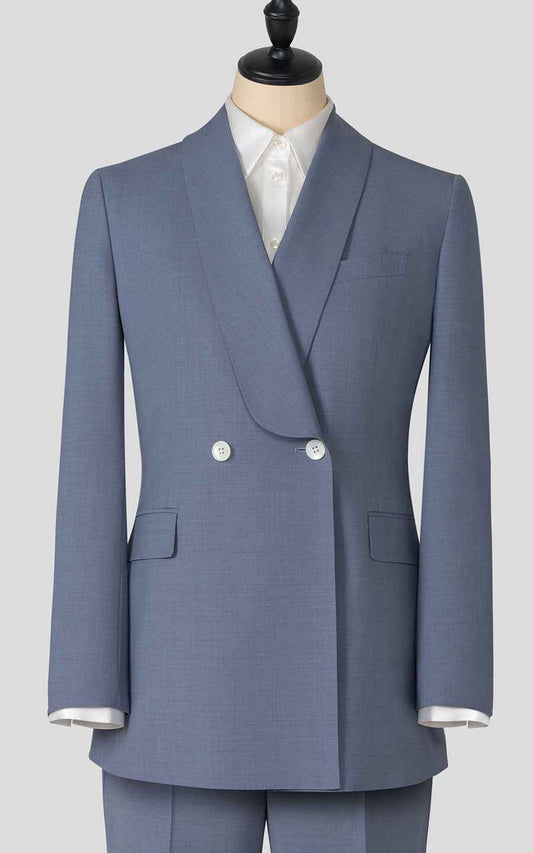 Men's Blue Double-Breasted Business Suit