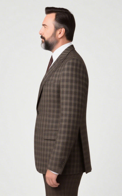 Dark Brown Plaid Blazer - Premium Tailored Suit Jacket
