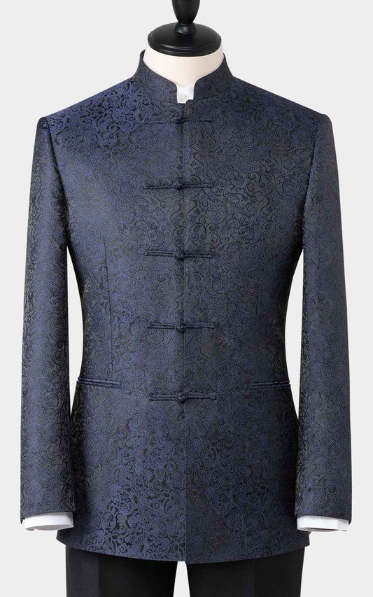 Custom Italian Suit Jacket - Chinese Button Jacquard