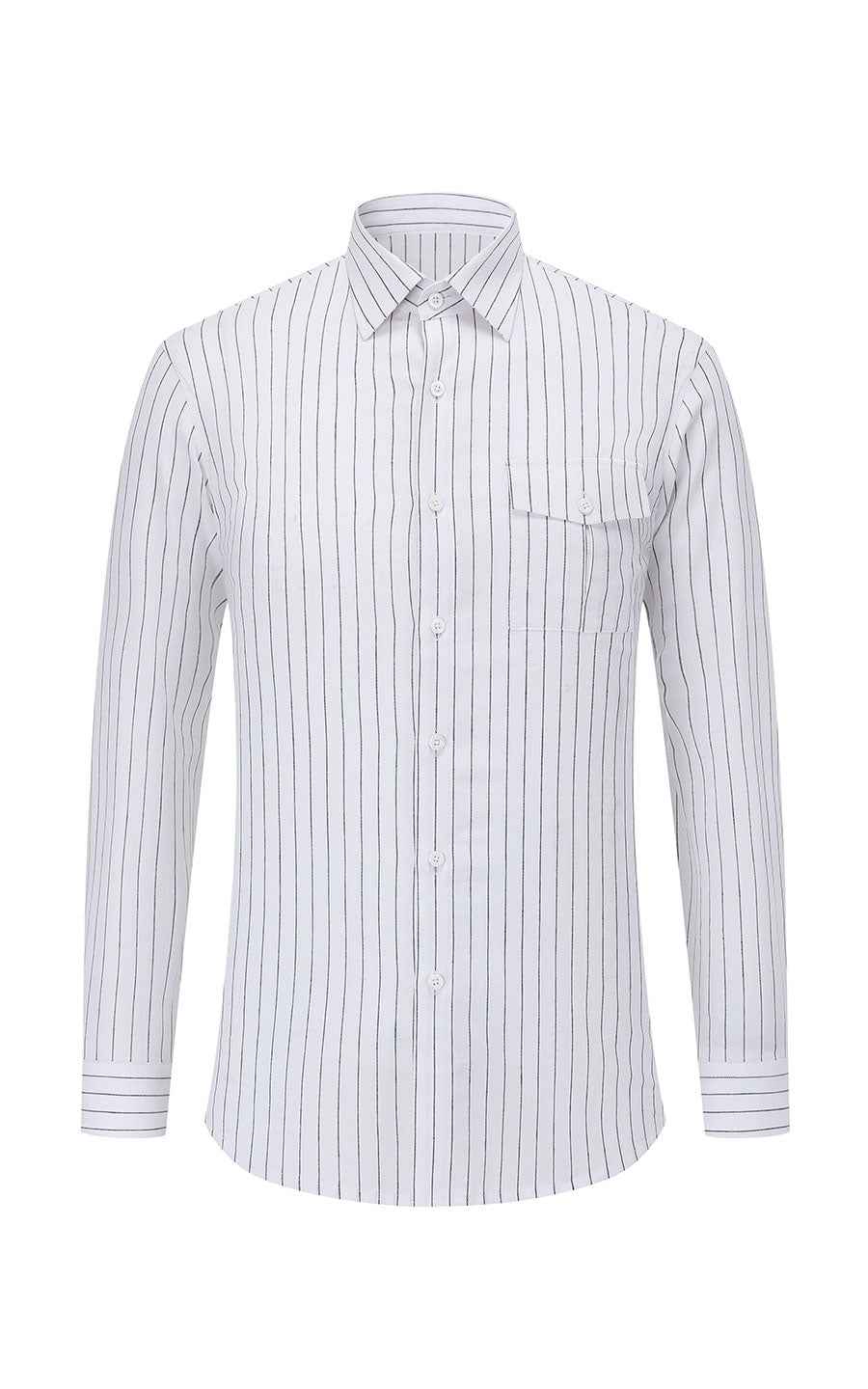 Classic White Striped Men's Casual Shirt - Premium