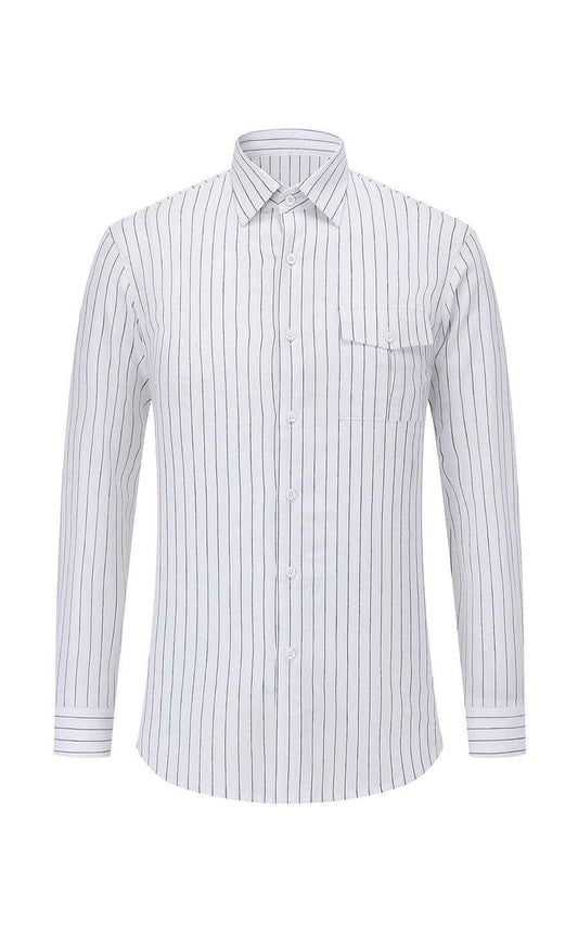 Classic White Striped Men's Casual Shirt - Premium