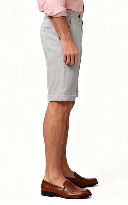 Men's Light Grey Twill Shorts - Custom Casual Pants
