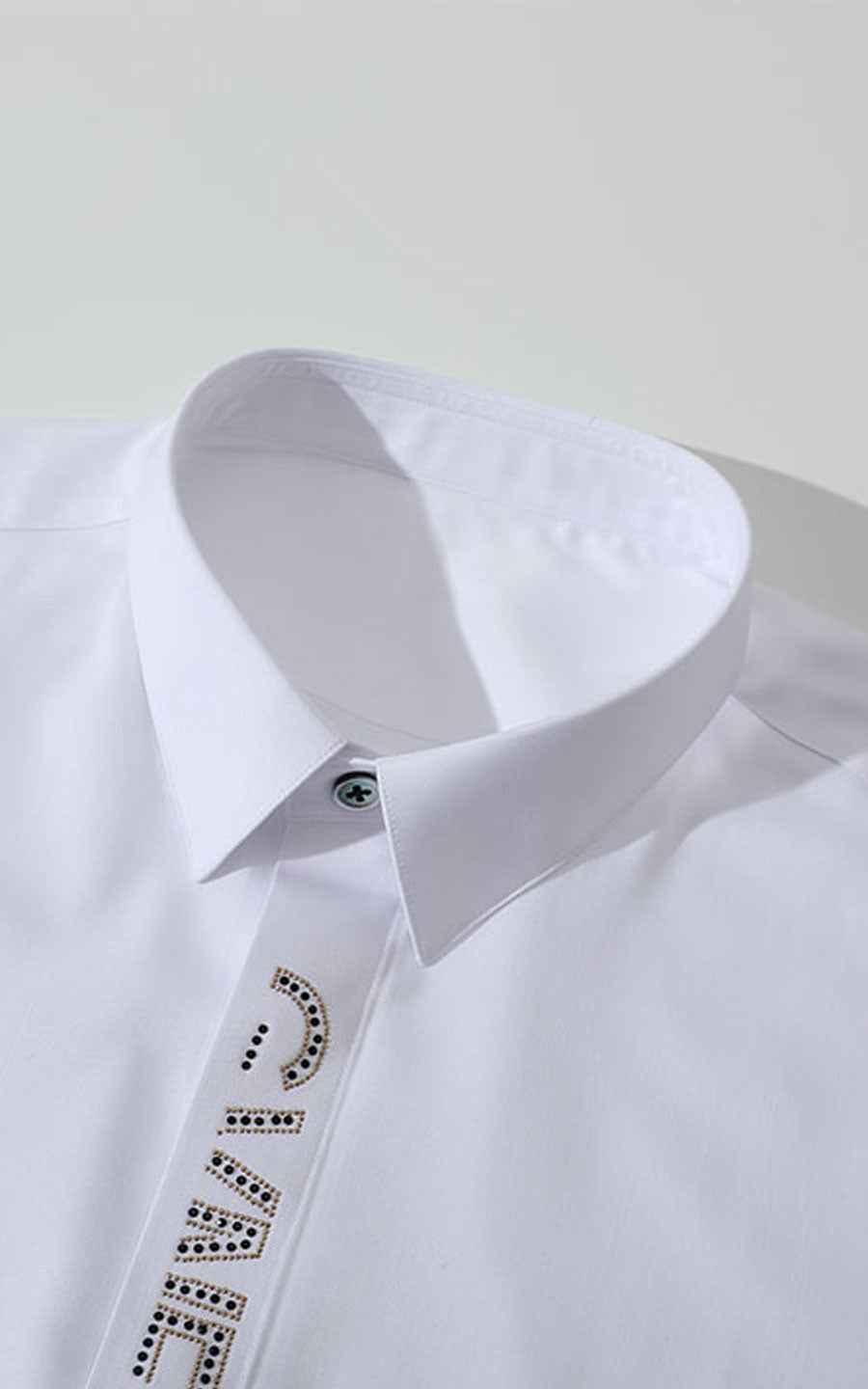 Men's White Embroidered Long Sleeve Custom Shirt