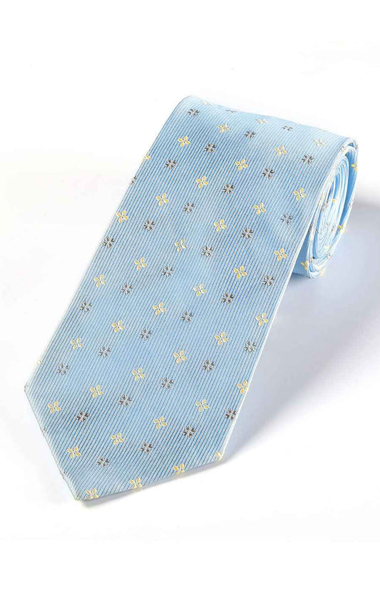 Light blue silk tie with small pattern - men's necktie