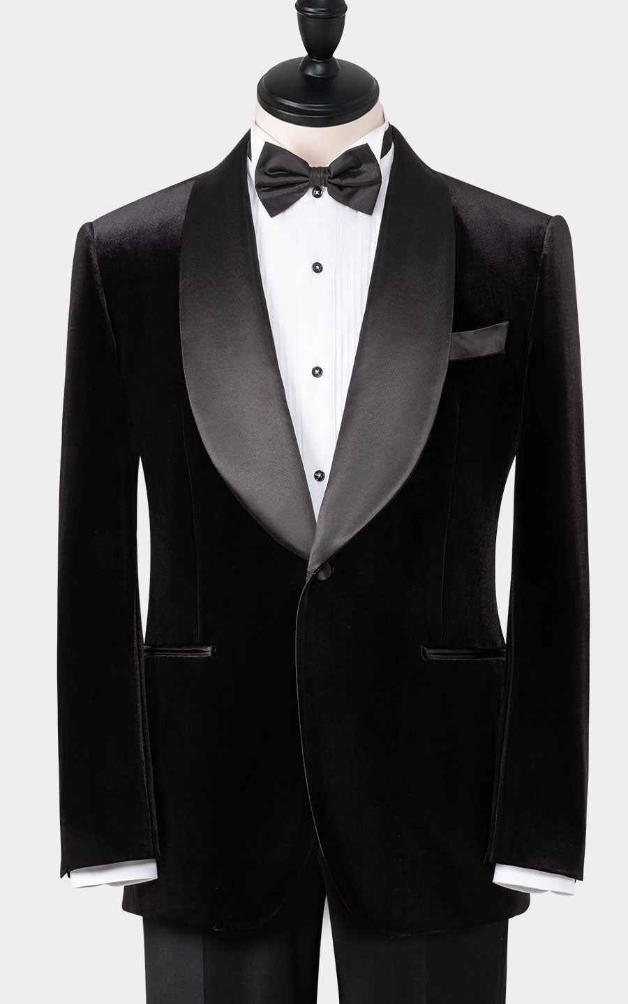 Men's Black Velvet Wedding Blazer - Luxury Groom Suits