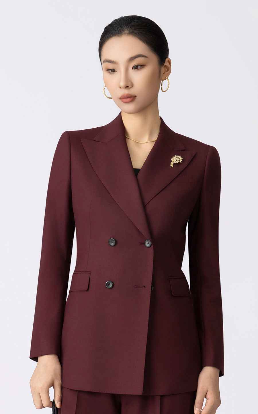 Burgundy Double-Breasted Suit Set - Professional