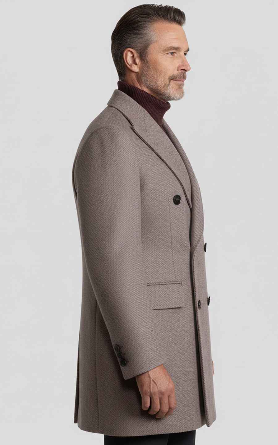Men's custom overcoat double-breasted light brown autumn/winter