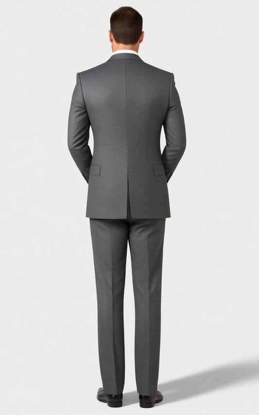 Grey Silk Flannel Stretch Business Suit