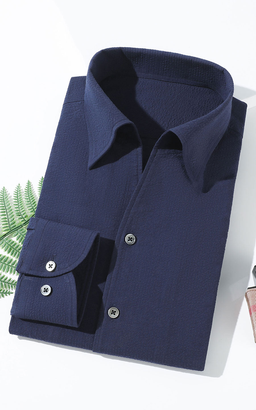 Men's Dark Blue Premium Dress Shirt - Tailored Fit