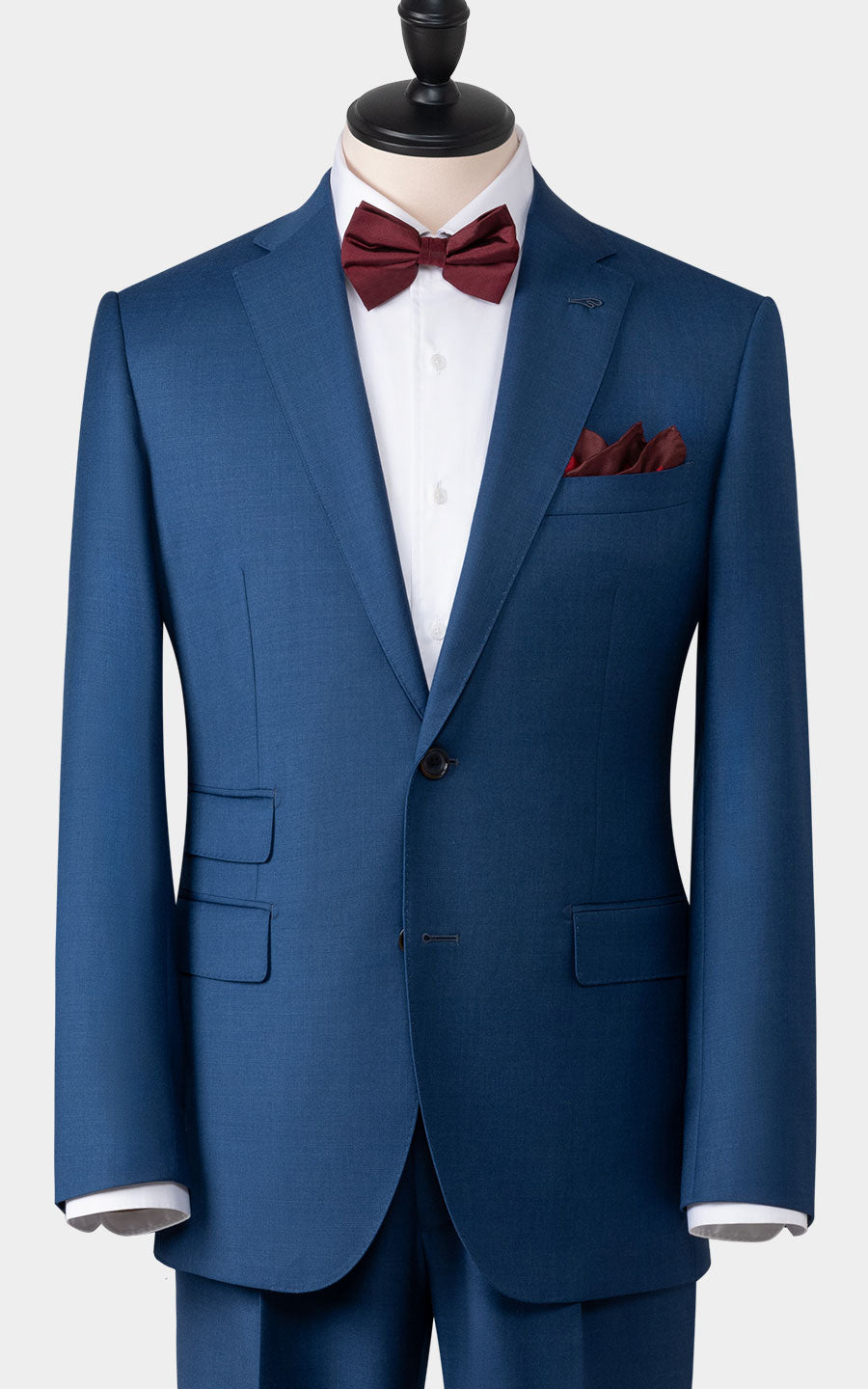 Navy blue twill suit front view custom made to measure