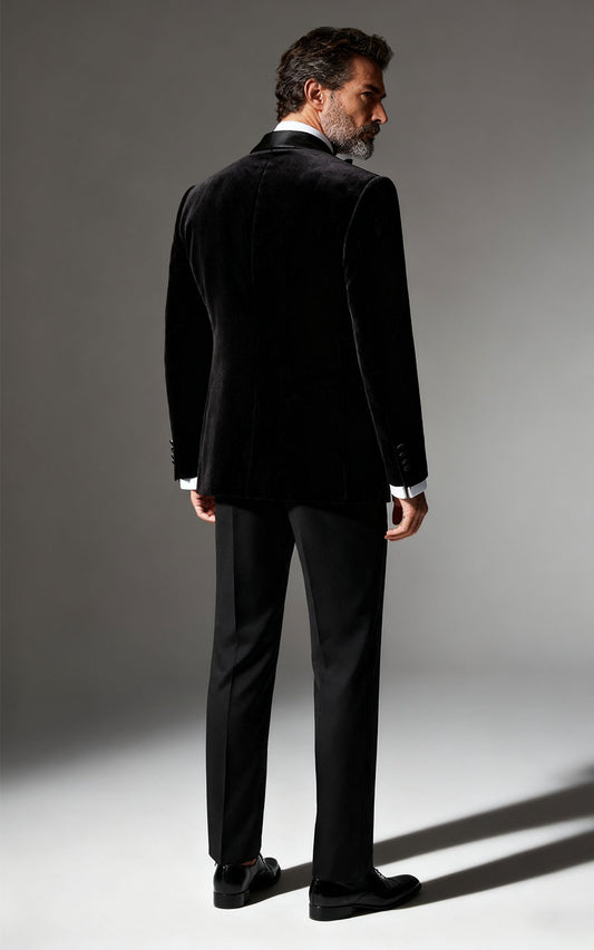 Black Velvet Custom Tuxedo - Elegant Formal Wear