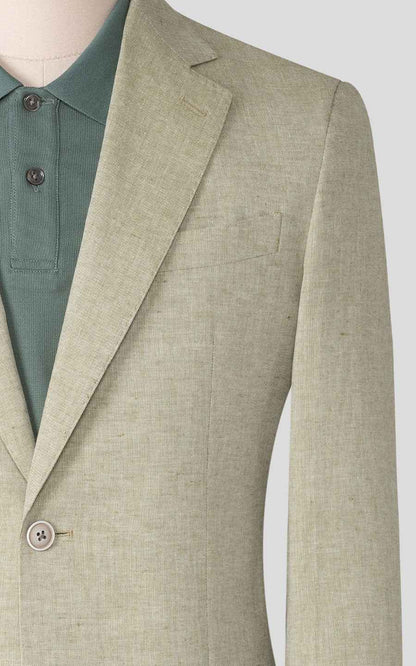 Custom Beige Linen Business Suit - Tailored Blazer