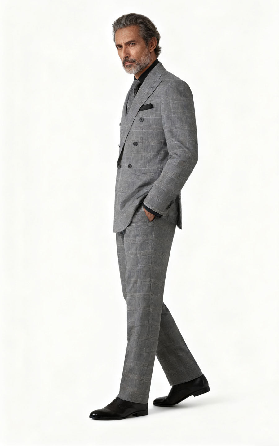 Dark Grey Checkered Bespoke Suit - Custom Tailored