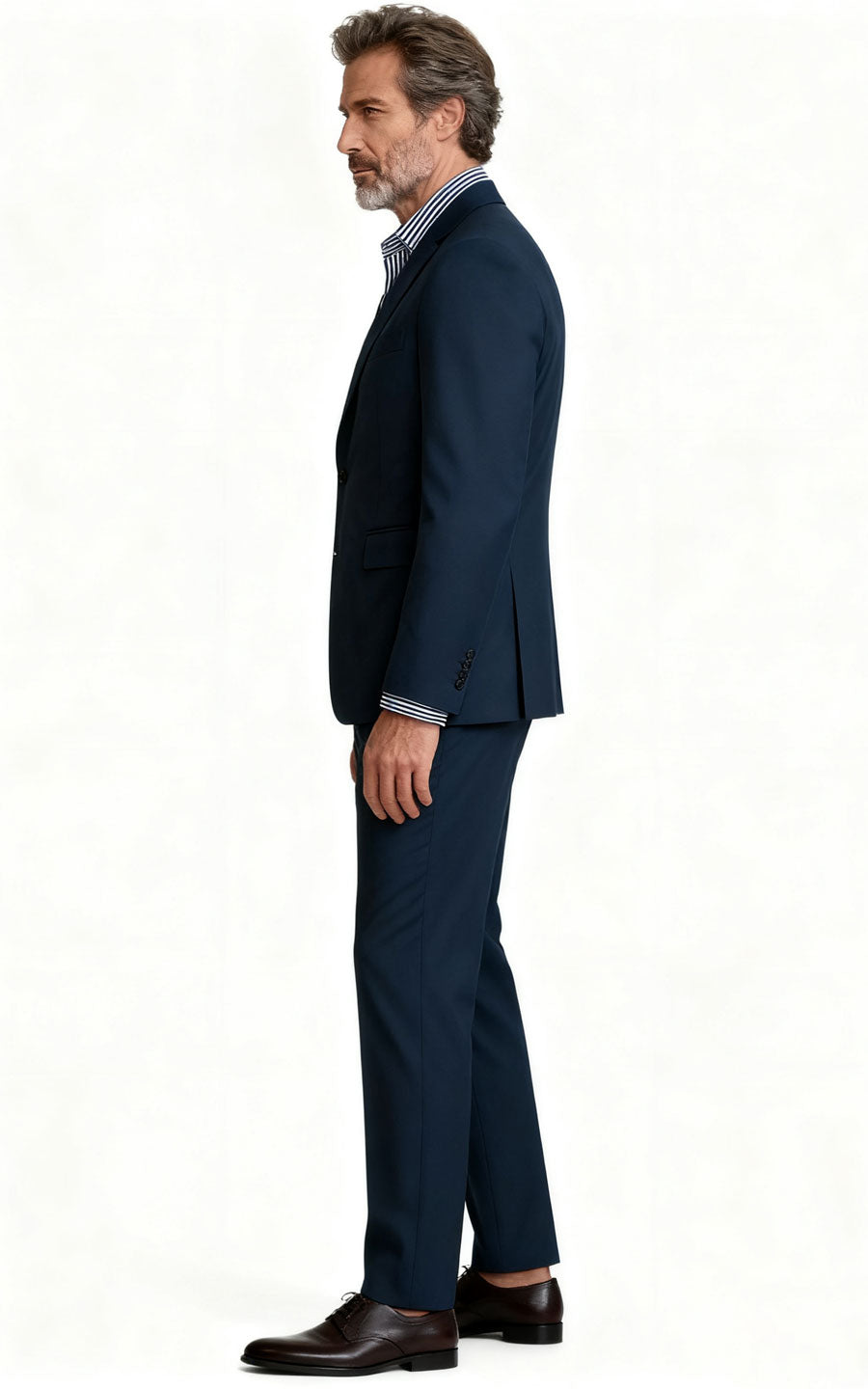 Men's Navy Wool Custom Suits - Tailored Business Formal